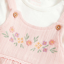 Load image into Gallery viewer, Pale Pink Baby Woven Dungarees and Bodysuit Set (0mths-18mths)