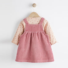 Load image into Gallery viewer, Pink Baby Corduroy Pinafore and Bodysuit Set (0mths-18mths)