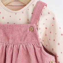 Load image into Gallery viewer, Pink Baby Corduroy Pinafore and Bodysuit Set (0mths-18mths)