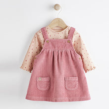 Load image into Gallery viewer, Pink Baby Corduroy Pinafore and Bodysuit Set (0mths-18mths)