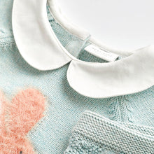 Load image into Gallery viewer, Teal Blue Baby Knitted Collar Jumper & Leggings Set (0mths-18mths)