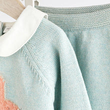 Load image into Gallery viewer, Teal Blue Baby Knitted Collar Jumper & Leggings Set (0mths-18mths)
