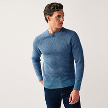 Load image into Gallery viewer, Blue Regular Knitted Textured Jumper