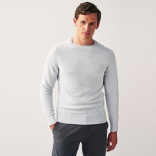 Load image into Gallery viewer, Light Grey Regular Knitted Textured Jumper