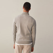 Load image into Gallery viewer, Light Grey Zip Neck Knitted Premium Regular Fit Jumper