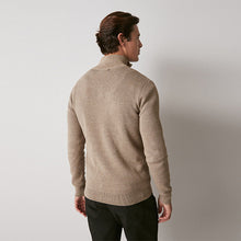 Load image into Gallery viewer, Neutral Zip Neck Knitted Premium Regular Fit Jumper