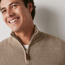 Load image into Gallery viewer, Neutral Zip Neck Knitted Premium Regular Fit Jumper