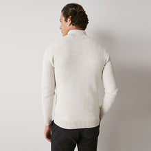 Load image into Gallery viewer, Oatmeal Natural Zip Neck Knitted Premium Regular Fit Jumper