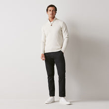 Load image into Gallery viewer, Oatmeal Natural Zip Neck Knitted Premium Regular Fit Jumper