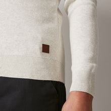 Load image into Gallery viewer, Oatmeal Natural Zip Neck Knitted Premium Regular Fit Jumper