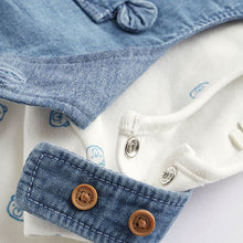 Load image into Gallery viewer, Denim Blue Baby Dungaree and Bodysuit Set (0mths-18mths)