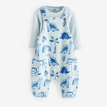 Load image into Gallery viewer, Pale Blue Jersey Baby Dungarees And Bodysuit (0mths-18mths)