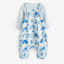 Load image into Gallery viewer, Pale Blue Jersey Baby Dungarees And Bodysuit (0mths-18mths)