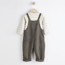 Load image into Gallery viewer, Charcoal Grey Baby Appliqué Denim Dungarees And Jersey Bodysuit Set (0mths-18mths)