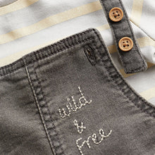 Load image into Gallery viewer, Charcoal Grey Baby Appliqué Denim Dungarees And Jersey Bodysuit Set (0mths-18mths)