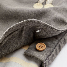 Load image into Gallery viewer, Charcoal Grey Baby Appliqué Denim Dungarees And Jersey Bodysuit Set (0mths-18mths)