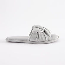 Load image into Gallery viewer, Grey Velvet Bow Slider Slippers