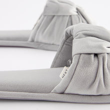 Load image into Gallery viewer, Grey Velvet Bow Slider Slippers