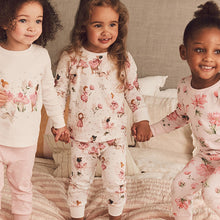 Load image into Gallery viewer, Pink/Ecru White Fairy 3 Pack Long Sleeve Printed Pyjamas (12mths-8yrs)
