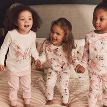 Load image into Gallery viewer, Pink/Ecru White Fairy 3 Pack Long Sleeve Printed Pyjamas (12mths-8yrs)