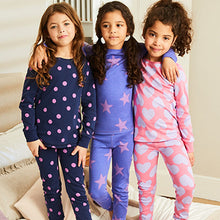 Load image into Gallery viewer, Pink/Purple Heart, Spot And Star Pyjamas 3 Pack (12mths-8yrs)