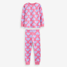 Load image into Gallery viewer, Pink/Purple Heart, Spot And Star Pyjamas 3 Pack (12mths-8yrs)