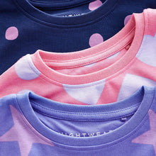 Load image into Gallery viewer, Pink/Purple Heart, Spot And Star Pyjamas 3 Pack (12mths-8yrs)