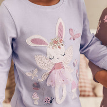 Load image into Gallery viewer, Purple/White Bunny 3 Pack Long Sleeve Printed Pyjamas (12mths-7yrs)