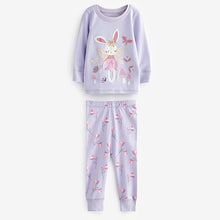 Load image into Gallery viewer, Purple/White Bunny 3 Pack Long Sleeve Printed Pyjamas (12mths-7yrs)