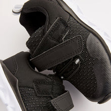 Load image into Gallery viewer, Black Elastic Lace-Up Sports Trainers