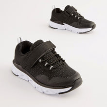 Load image into Gallery viewer, Black Elastic Lace-Up Sports Trainers