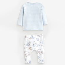 Load image into Gallery viewer, Blue Dinosaur Baby Top and Leggings 2 Piece Set (0-18mths)