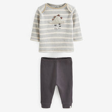 Load image into Gallery viewer, Grey Dinosaur Baby Top and Leggings 2 Piece Set (0-18mths)