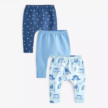 Load image into Gallery viewer, Navy Blue Dinosaur Joggers 3 Pack (0mths-18mths)