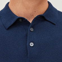 Load image into Gallery viewer, Navy Blue Regular Knitted Long Sleeve Polo Shirt