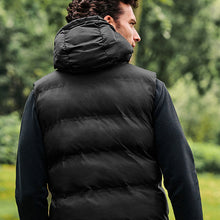 Load image into Gallery viewer, Black Shower Resistant Padded Hooded Gilet