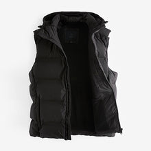 Load image into Gallery viewer, Black Shower Resistant Padded Hooded Gilet
