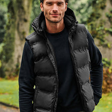 Load image into Gallery viewer, Black Shower Resistant Padded Hooded Gilet