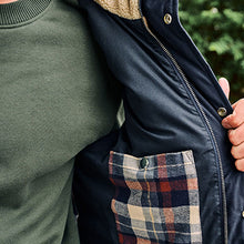 Load image into Gallery viewer, Navy Blue Borg Collared Corduroy Panel Gilet