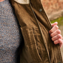 Load image into Gallery viewer, Tan Brown Borg Collared Corduroy Panel Gilet