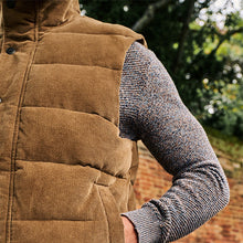 Load image into Gallery viewer, Tan Brown Borg Collared Corduroy Panel Gilet