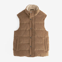 Load image into Gallery viewer, Tan Brown Borg Collared Corduroy Panel Gilet