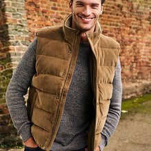 Load image into Gallery viewer, Tan Brown Borg Collared Corduroy Panel Gilet