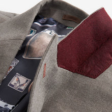 Load image into Gallery viewer, Taupe Natural Trimmed Herringbone Suit Jacket