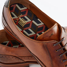 Load image into Gallery viewer, Dark Tan Brown Leather Oxford Wing Cap Brogue Shoes