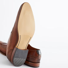 Load image into Gallery viewer, Dark Tan Brown Leather Oxford Wing Cap Brogue Shoes