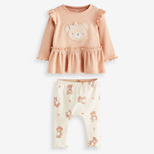Load image into Gallery viewer, Rust Brown Bear Baby Top And Leggings Set