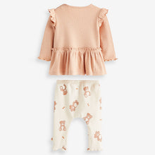 Load image into Gallery viewer, Rust Brown Bear Baby Top And Leggings Set