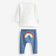 Load image into Gallery viewer, White/Blue Bumble Bee Baby Top And Leggings Set (0-18nths)