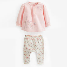 Load image into Gallery viewer, Pink Floral Baby Top And Leggings Set (0-18mths)